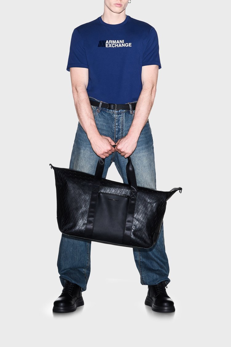 Armani Exchange Logolu % 100 Pamuk Slim Fit Bisiklet Yaka Erkek T Shirt XM003094 AF21323 UB095 Mavi - Armani Exchange (1)