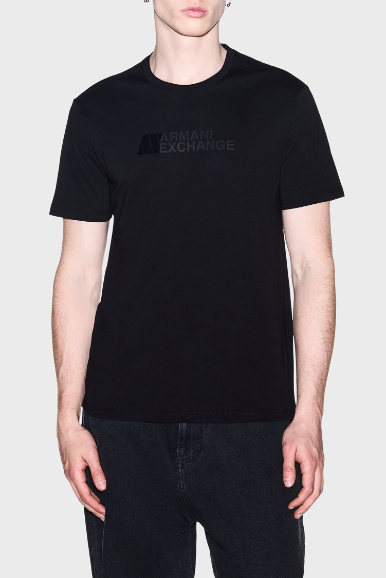 Armani Exchange Logolu % 100 Pamuk Slim Fit Bisiklet Yaka Erkek T Shirt XM003094 AF21323 UC001 Siyah - Armani Exchange