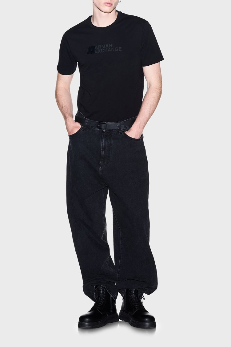Armani Exchange Logolu % 100 Pamuk Slim Fit Bisiklet Yaka Erkek T Shirt XM003094 AF21323 UC001 Siyah - Armani Exchange (1)