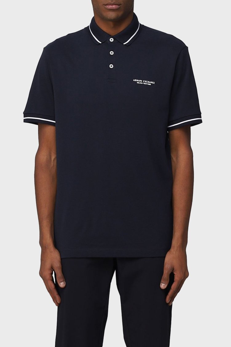 Armani Exchange Logolu % 100 Pamuk Slim Fit Polo T Shirt Erkek Polo Yaka T Shirt 8NZFFM ZJ5DZ 1510 LACİVERT - Armani Exchange