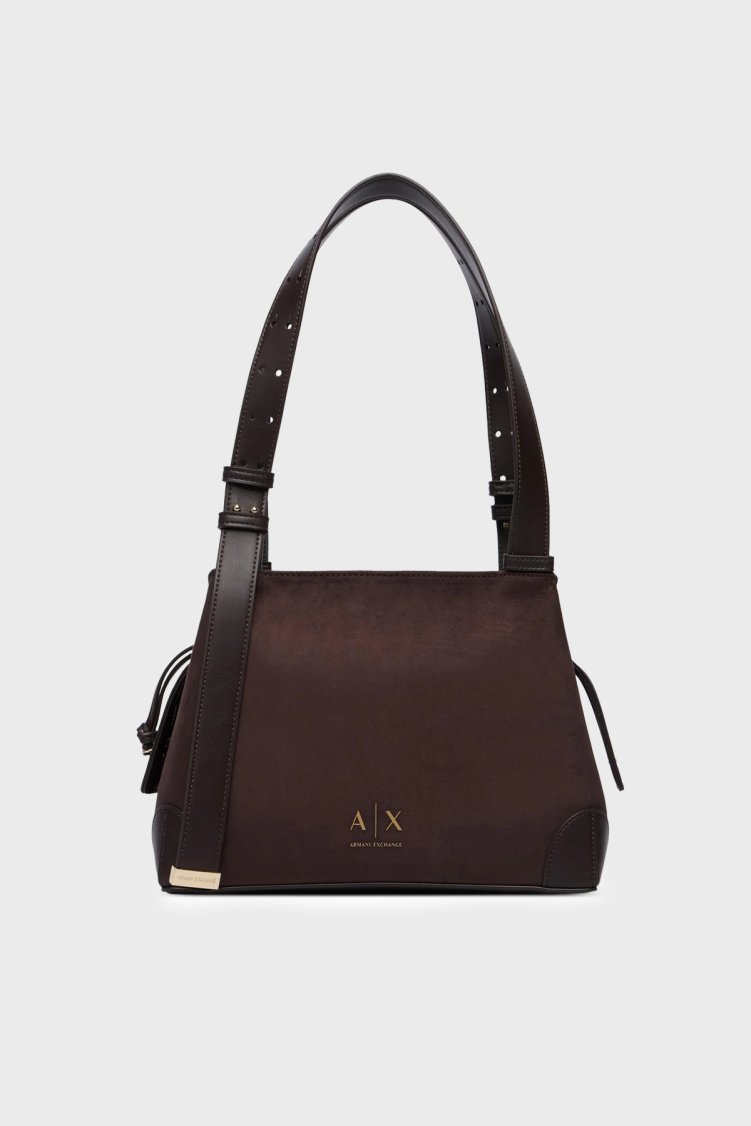 Armani Exchange Logolu Ayarlanabilir Omuz Askılı Kadın Çanta XW002604 AF22666 U6032 Kahve - Armani Exchange
