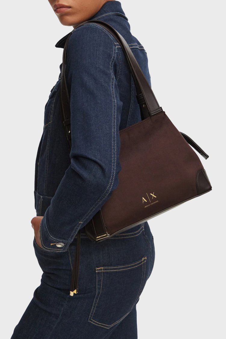 Armani Exchange Logolu Ayarlanabilir Omuz Askılı Kadın Çanta XW002604 AF22666 U6032 Kahve - Armani Exchange (1)