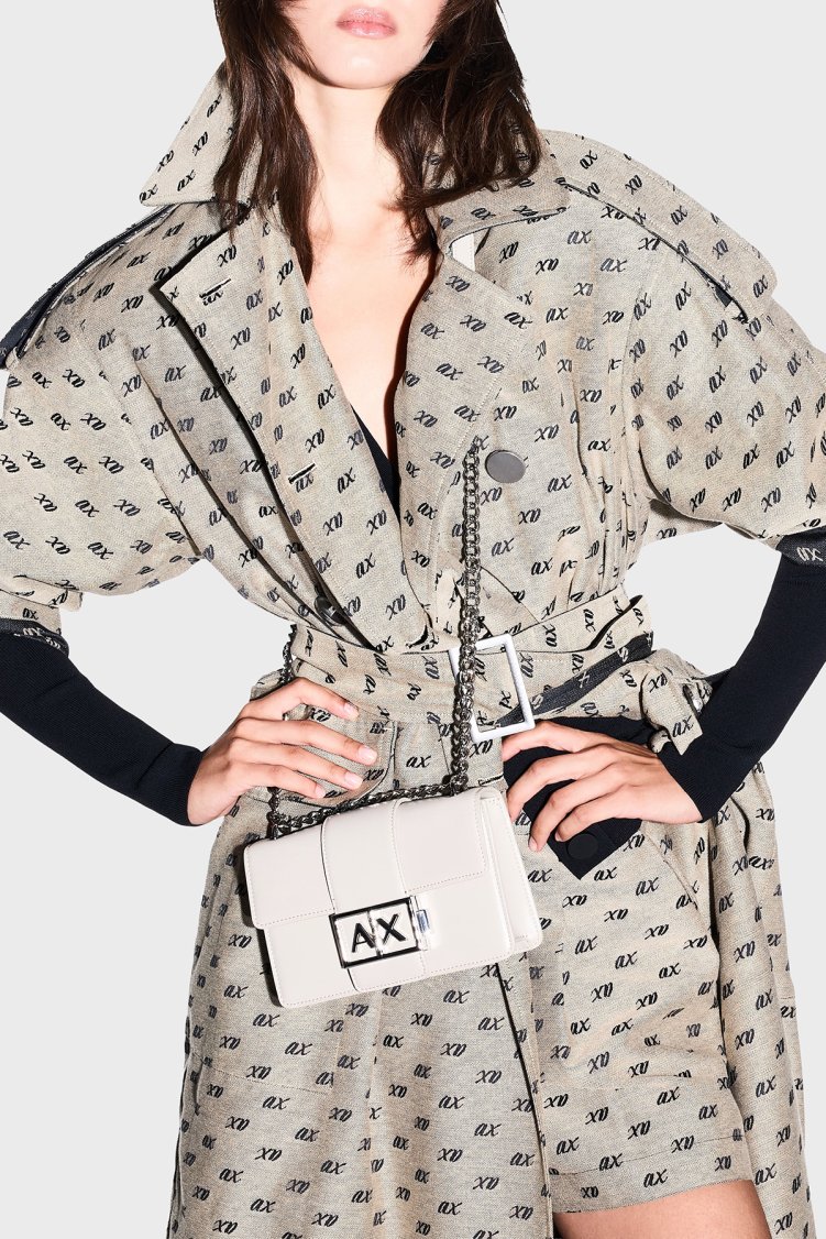 Armani Exchange Logolu Ayarlanabilir Zincir Askılı Kadın Çanta XW000071 AF12039 U6208 Ekru - Armani Exchange (1)