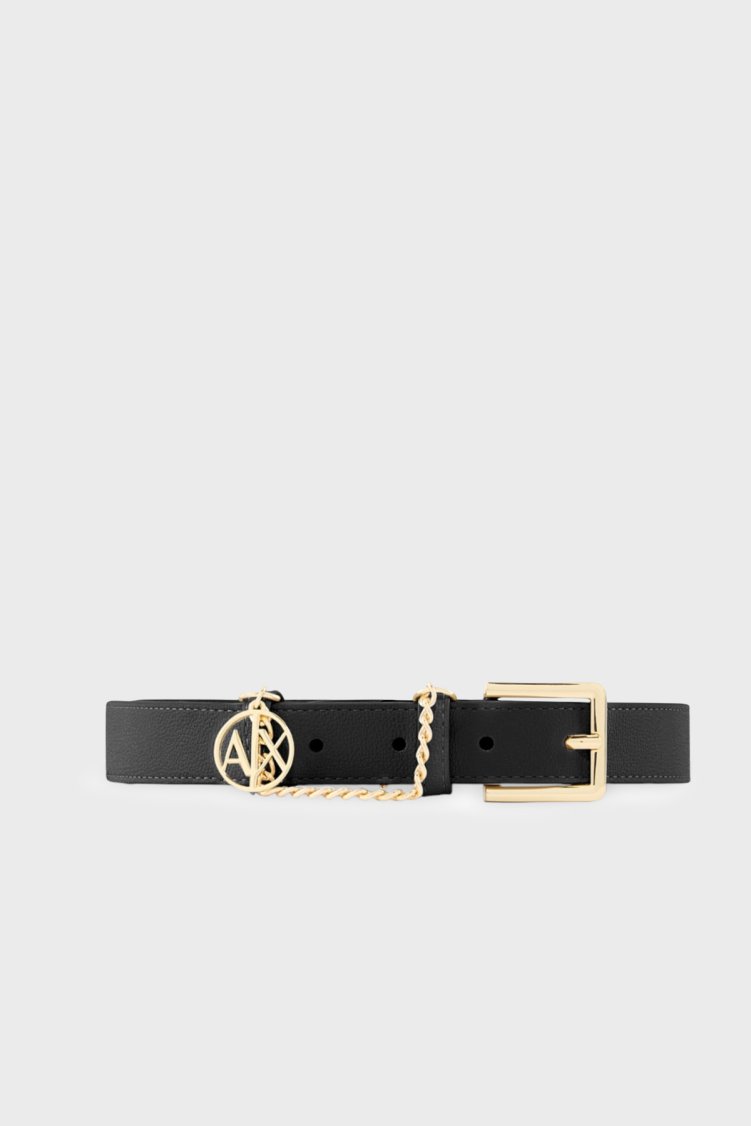 Armani Exchange Logolu Charm Detaylı Bayan Kemer XW002622 AF22692 UC001 SİYAH - Armani Exchange