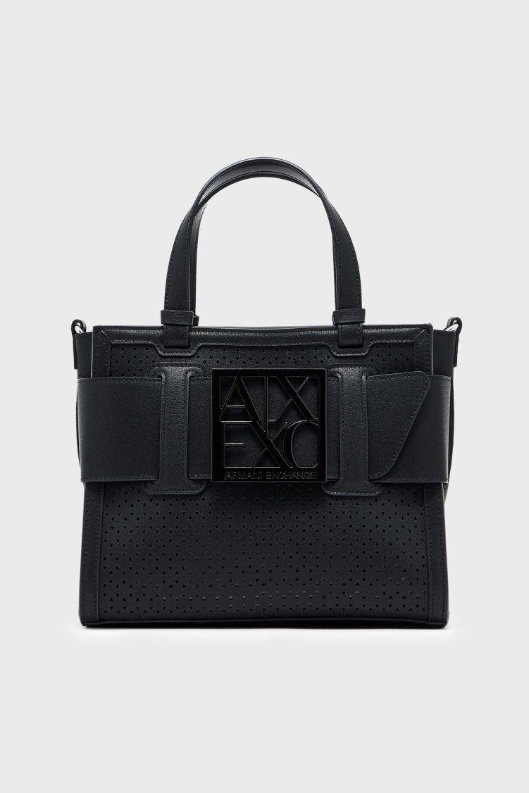 Armani Exchange Logolu Çıkarılabilir Askılı Bayan Çanta XW000392 AF22626 UC001 SİYAH - Armani Exchange