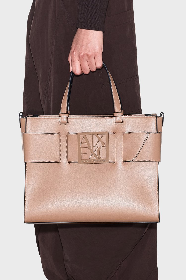 Armani Exchange Logolu Çıkarılabilir Askılı Kadın Çanta 9426890 A874 U6186 Taba - Armani Exchange (1)