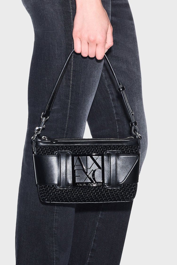 Armani Exchange Logolu Çıkarılabilir Askılı Kadın Çanta XW000921 AF26444 MC043 Siyah - Armani Exchange (1)