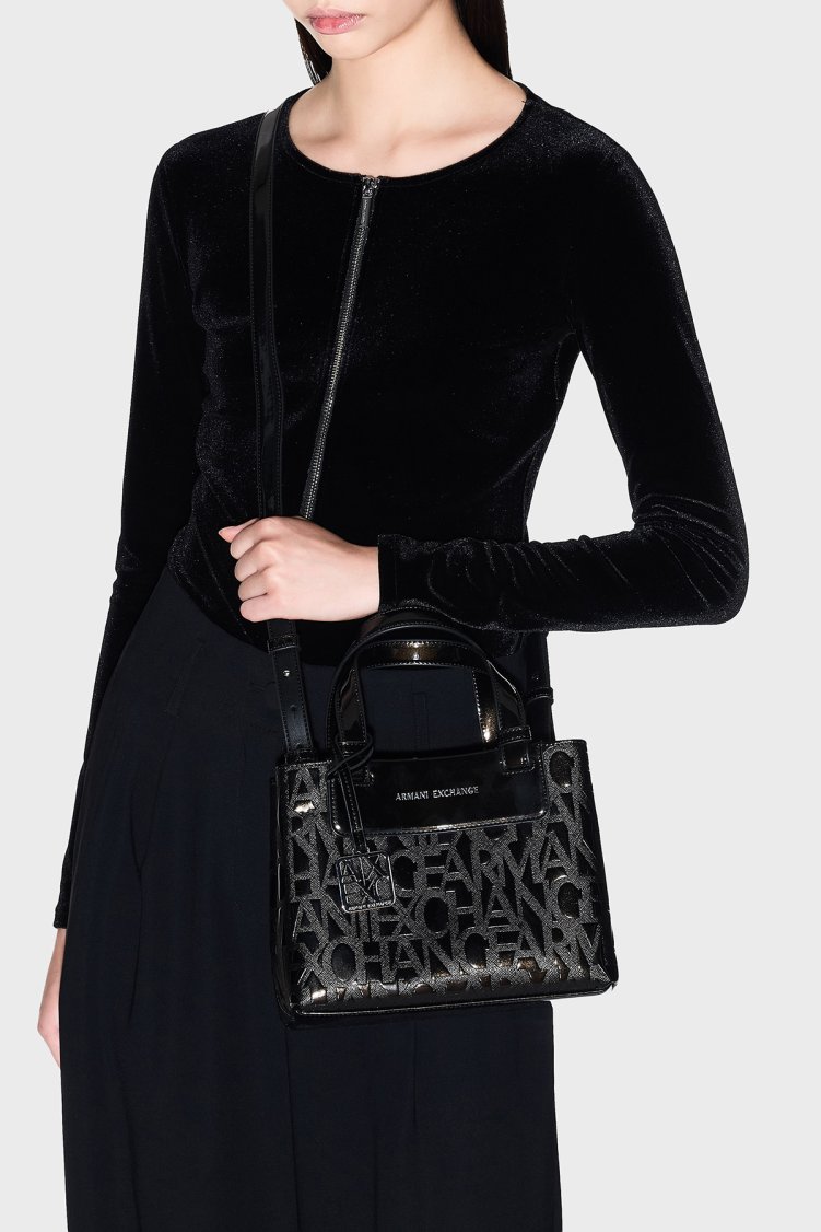 Armani Exchange Logolu Çıkarılabilir Askılı Kadın Çanta XW001576 AF17290 UC001 Siyah - Armani Exchange (1)