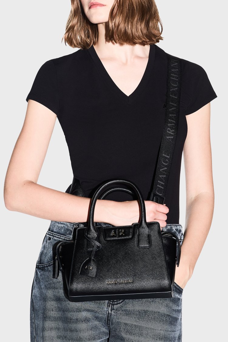 Armani Exchange Logolu Çıkarılabilir Askılı Kadın Çanta XW002159 AF26570 UC001 Siyah - Armani Exchange (1)