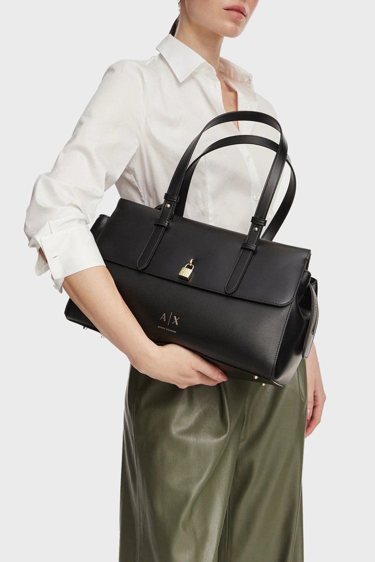 Armani Exchange Logolu Çıkarılabilir Askılı Kadın Çanta XW003020 AF28605 UC001 Siyah - Armani Exchange (1)