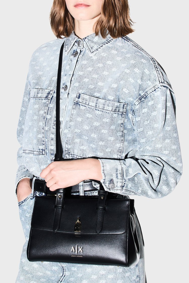 Armani Exchange Logolu Çıkarılabilir Askılı Kadın Çanta XW003055 AF28605 UC001 Siyah - Armani Exchange (1)