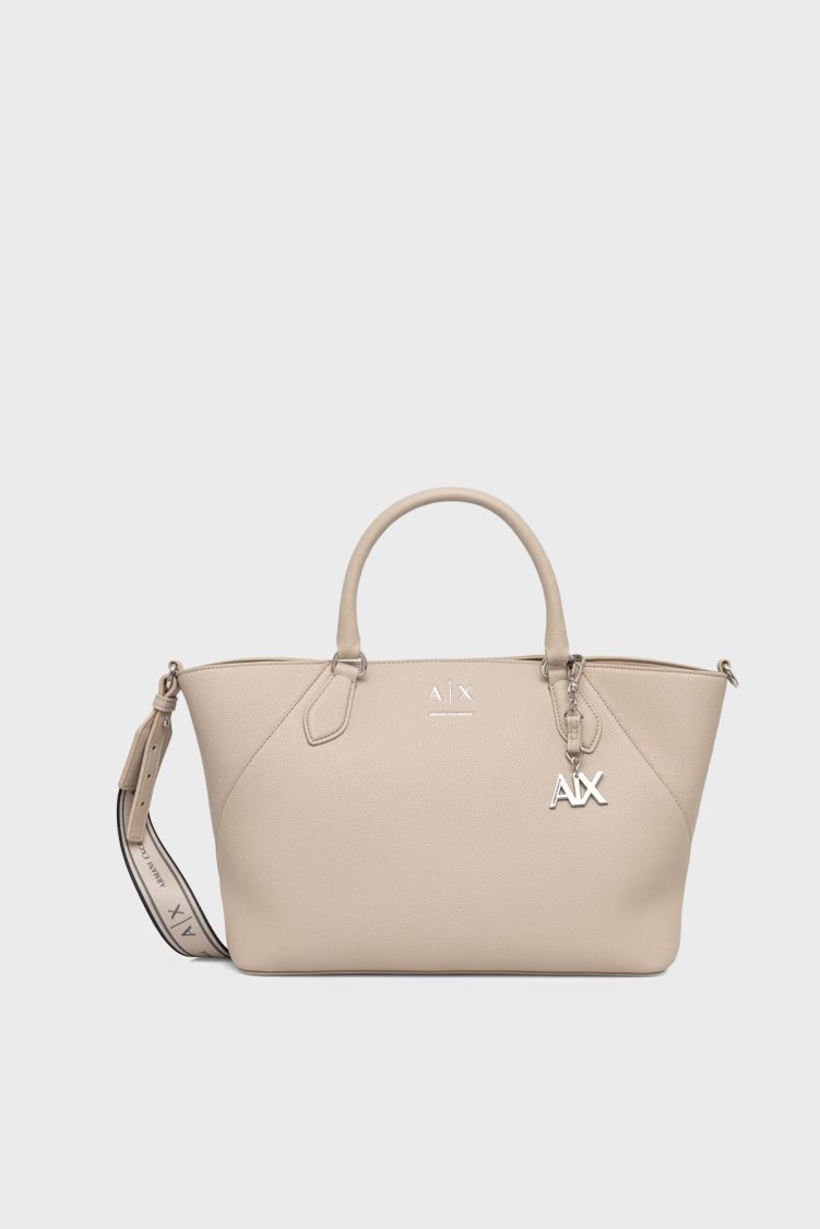 Armani Exchange Logolu Çıkarılabilir Askılı Kadın Çanta XW003086 AF26569 U6208 Ekru - Armani Exchange