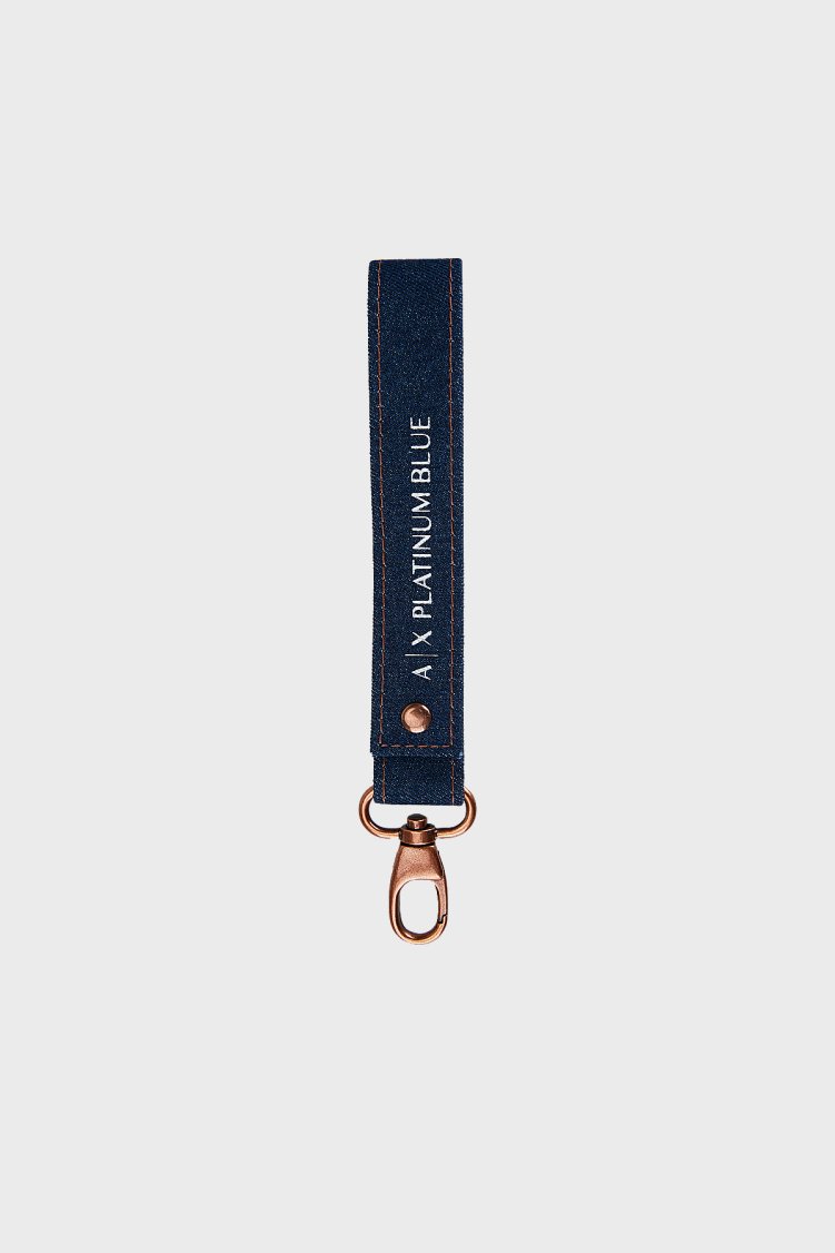 Armani Exchange Logolu Denım Erkek Anahtarlık XM003871 AF22670 MB001 LACİVERT - Armani Exchange