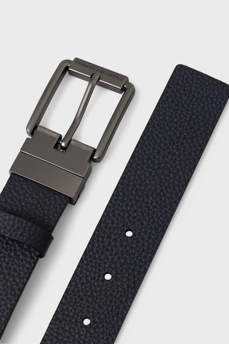 Armani Exchange Logolu Deri Erkek Kemer XM003186 AF26721 MC500 Siyah-lacivert - Armani Exchange (1)