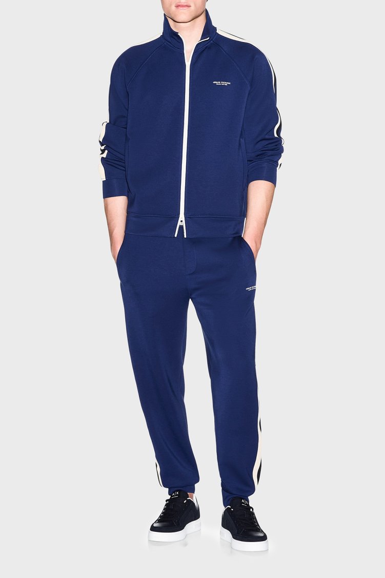 Armani Exchange Logolu Dik Yaka Fermuarlı Erkek Sweat XM002892 AF19936 UB095 Mavi - Armani Exchange (1)