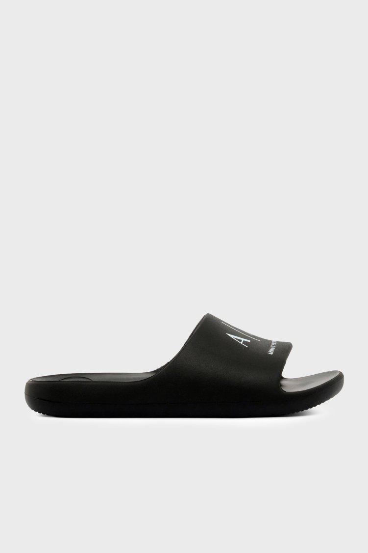 Armani Exchange Logolu Erkek Terlik XM002744 AF23456 MC011 Siyah Beyaz - Armani Exchange