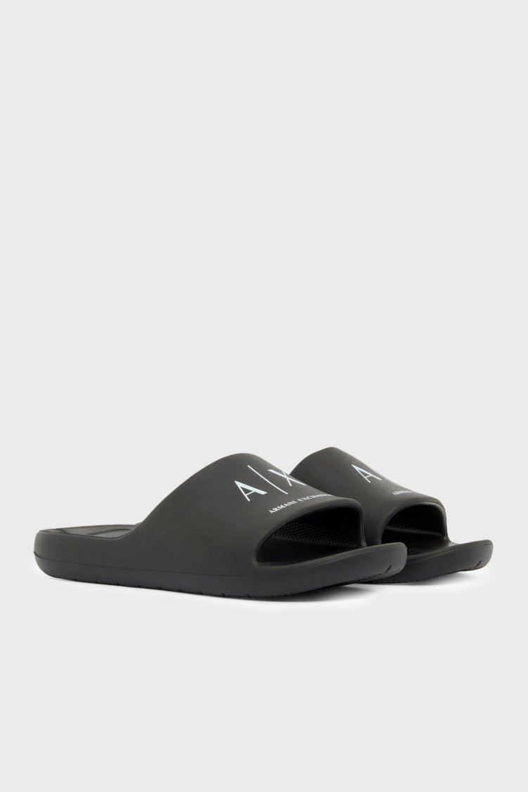Armani Exchange Logolu Erkek Terlik XM002744 AF23456 MC011 Siyah Beyaz - Armani Exchange (1)