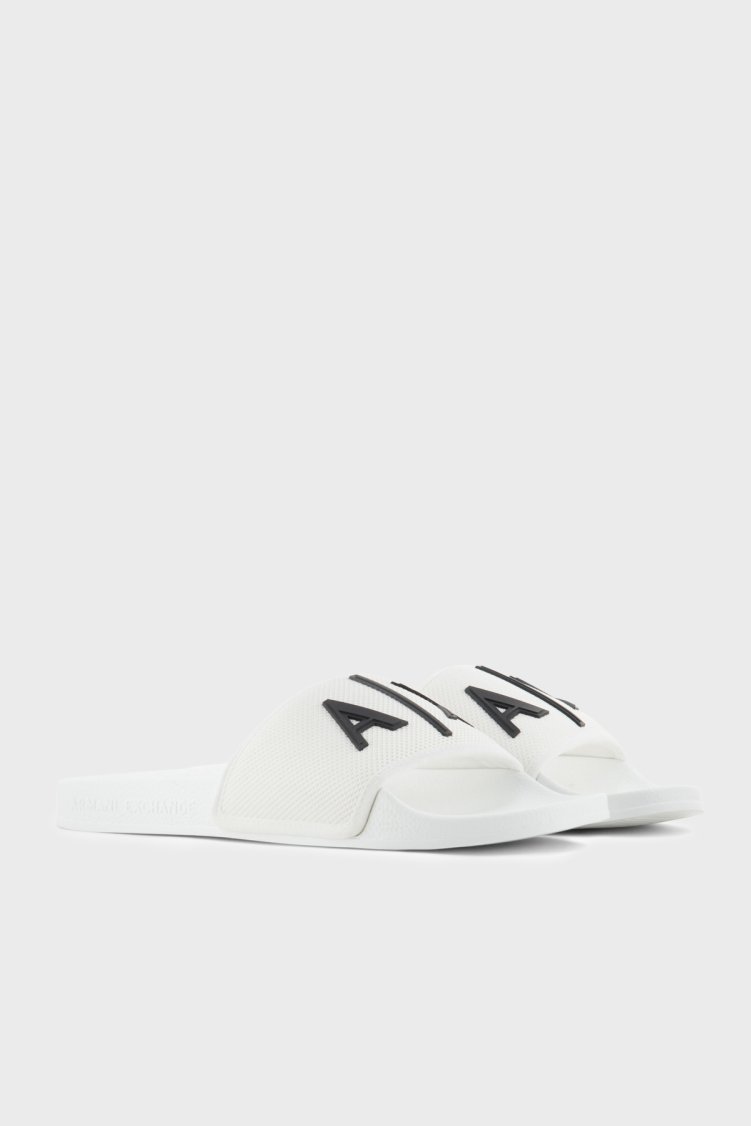 Armani Exchange Logolu Erkek Terlik XUP001 XV820 K488 BEYAZ-SİYAH - Armani Exchange (1)