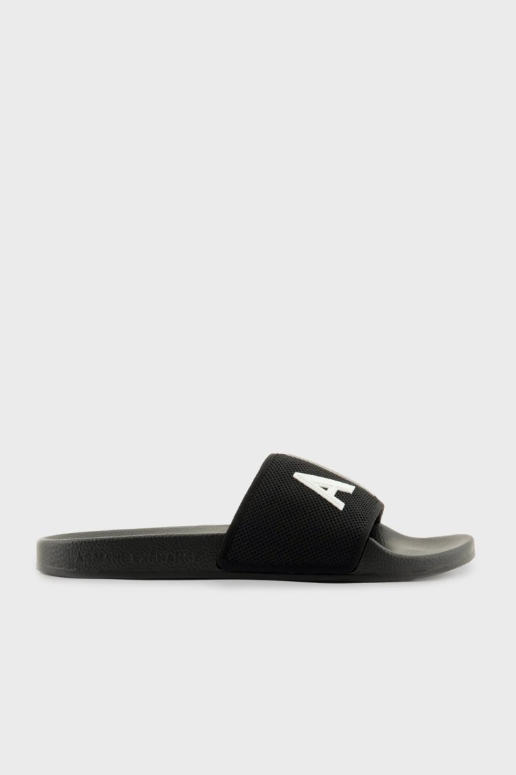 Armani Exchange Logolu Erkek Terlik XUP001 XV820 S277 SİYAH-BEYAZ - Armani Exchange