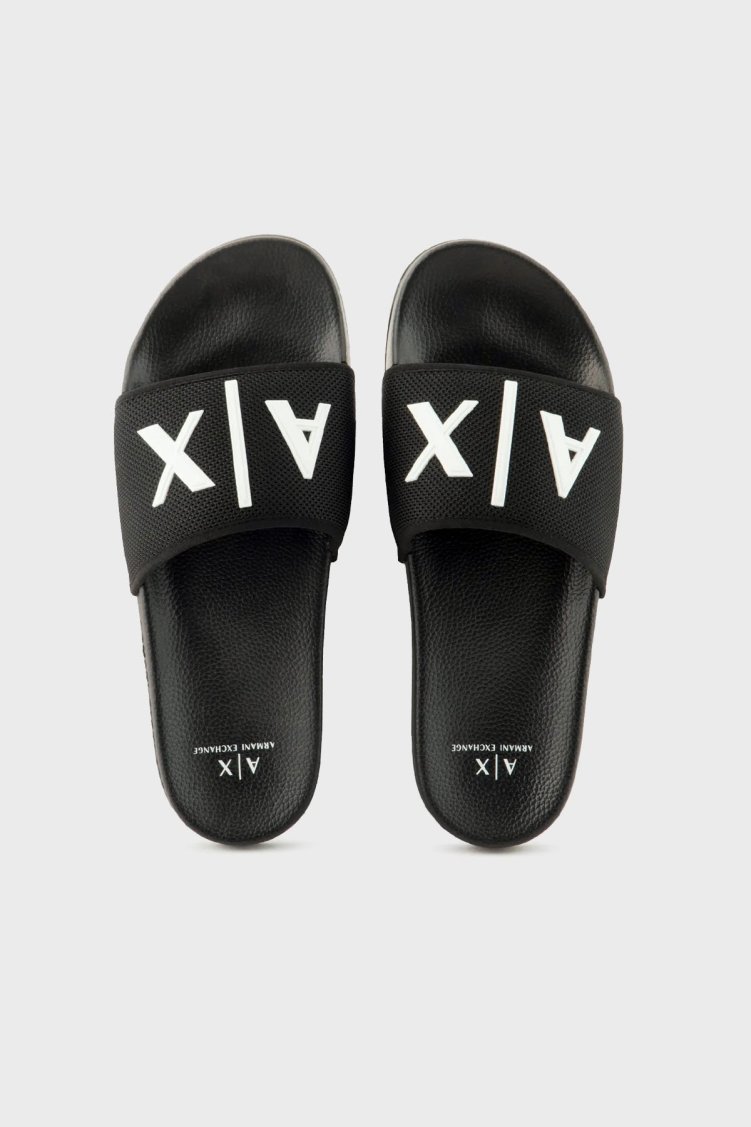 Armani Exchange Logolu Erkek Terlik XUP001 XV820 S277 SİYAH-BEYAZ - Armani Exchange (1)