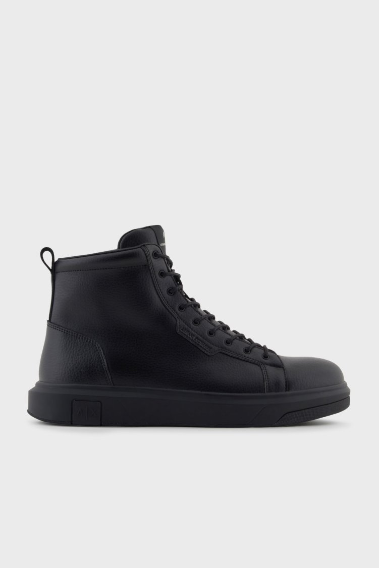 Armani Exchange Logolu Hakiki Deri Erkek Bot XM001963 AF19402 UC001 SİYAH - Armani Exchange
