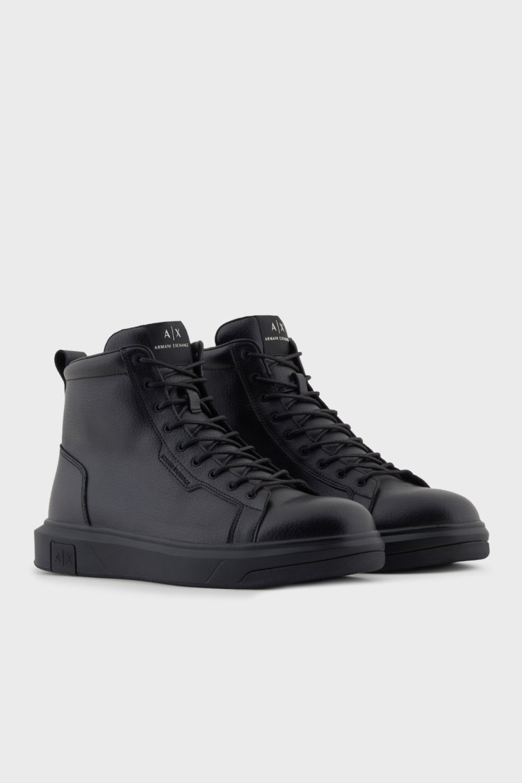 Armani Exchange Logolu Hakiki Deri Erkek Bot XM001963 AF19402 UC001 SİYAH - Armani Exchange (1)