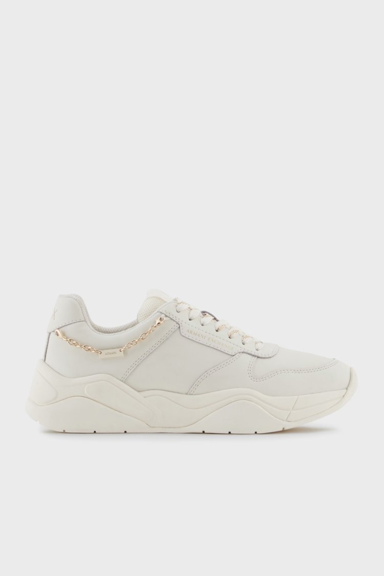 Armani Exchange Logolu Hakiki Deri Kalın Taban Sneaker Kadın Ayakkabı XW001617 AF17443 M0107 Beyaz - Armani Exchange