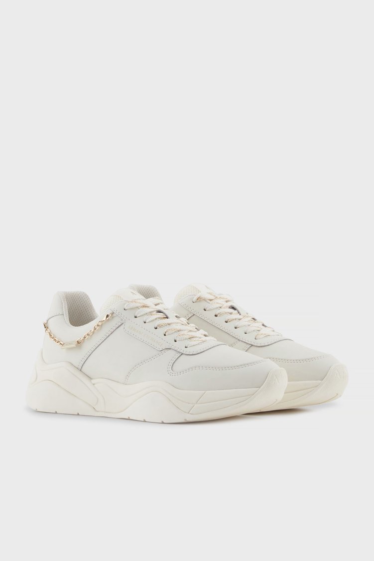 Armani Exchange Logolu Hakiki Deri Kalın Taban Sneaker Kadın Ayakkabı XW001617 AF17443 M0107 Beyaz - Armani Exchange (1)