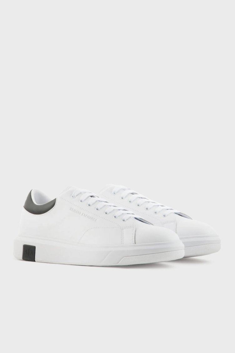 Armani Exchange Logolu Hakiki Deri Sneaker Erkek Ayakkabı XUX123 XV534 K488 BEYAZ-SİYAH - Armani Exchange (1)