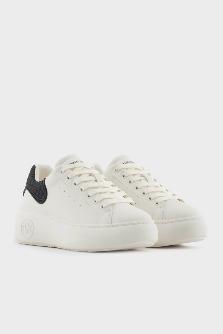 Armani Exchange Logolu Kalın Taban Sneaker Kadın Ayakkabı XW002149 AF19528 M0017 Ekru-siyah - Armani Exchange (1)