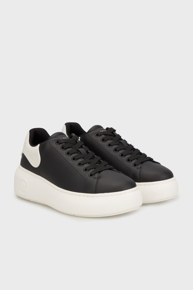 Armani Exchange Logolu Kalın Taban Sneaker Bayan Ayakkabı XW002149 AF19528 MC024 SİYAH-BEYAZ - Armani Exchange (1)