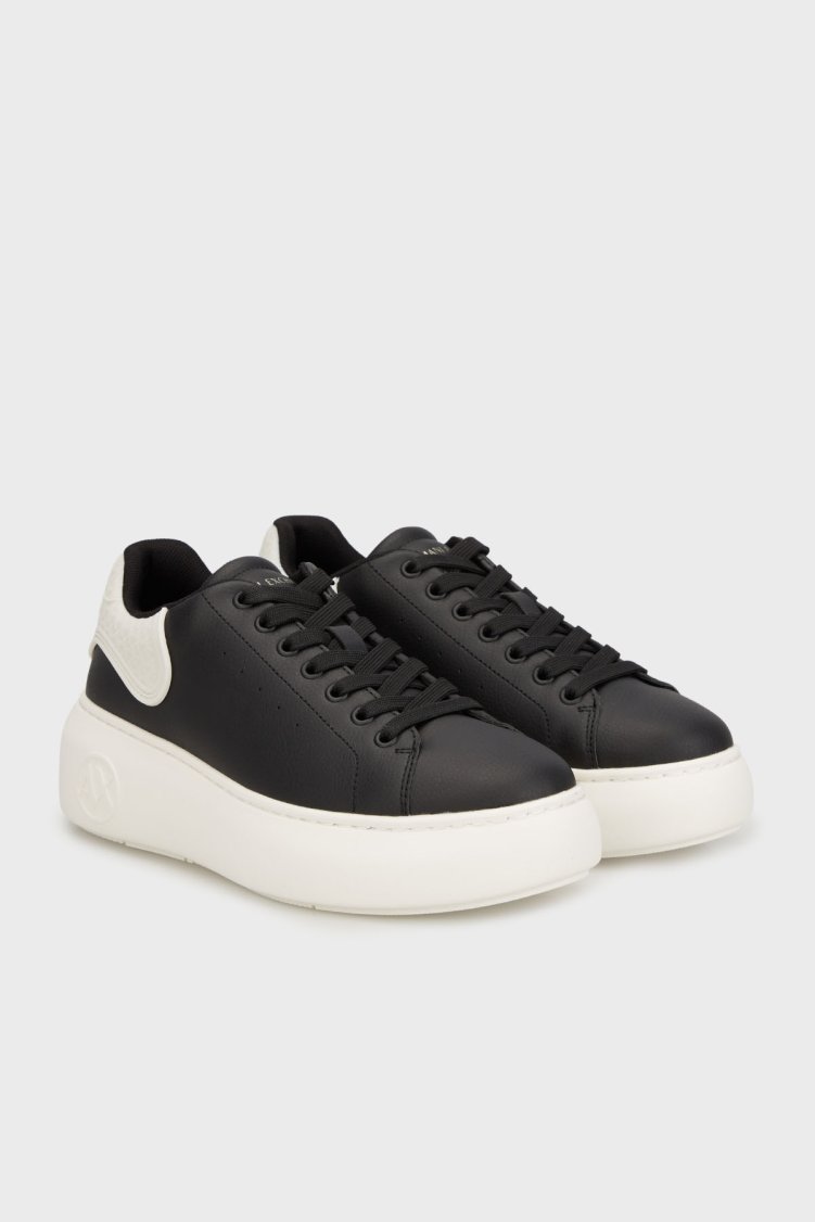 Armani Exchange Logolu Kalın Taban Sneaker Kadın Ayakkabı XW002149 AF19528 MC024 Siyah-beyaz - Armani Exchange (1)