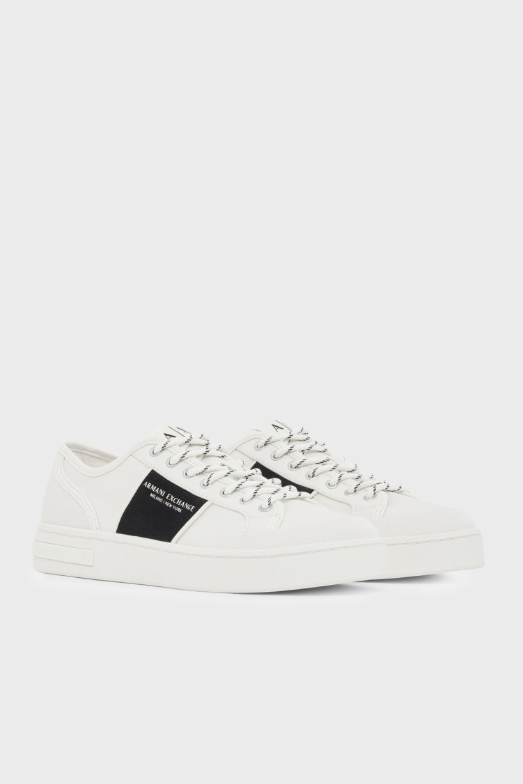 Armani Exchange Logolu Kanvas Sneaker Erkek Ayakkabı XM003616 AF29107 M0429 Kırık beyaz - Armani Exchange (1)
