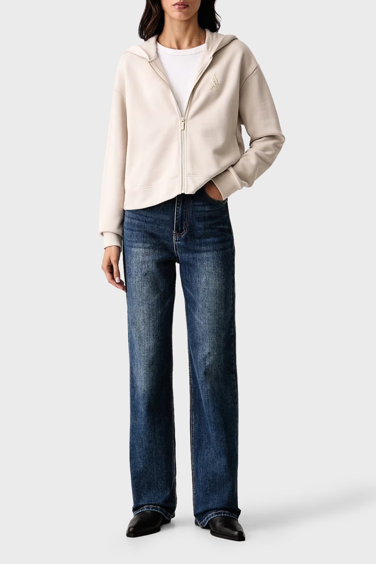 Armani Exchange Logolu Kapüşonlu Yaka Kadın Sweat XW002760 AF25528 U1039 Ekru - Armani Exchange (1)