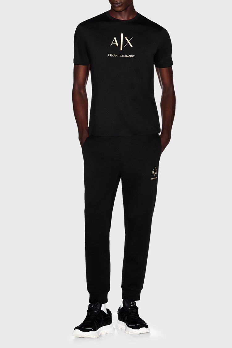 Armani Exchange Logolu Pamuklu Bisiklet Yaka Erkek T Shirt XM003114 AF10356 UC001 Siyah - Armani Exchange (1)