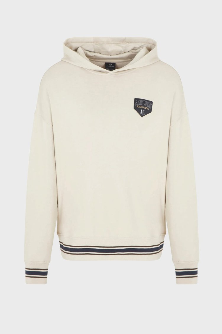 Armani Exchange Logolu Pamuklu Kapüşonlu Regular Fit Erkek Sweat 6RZMJF ZJDPZ 1934 EKRU - Armani Exchange