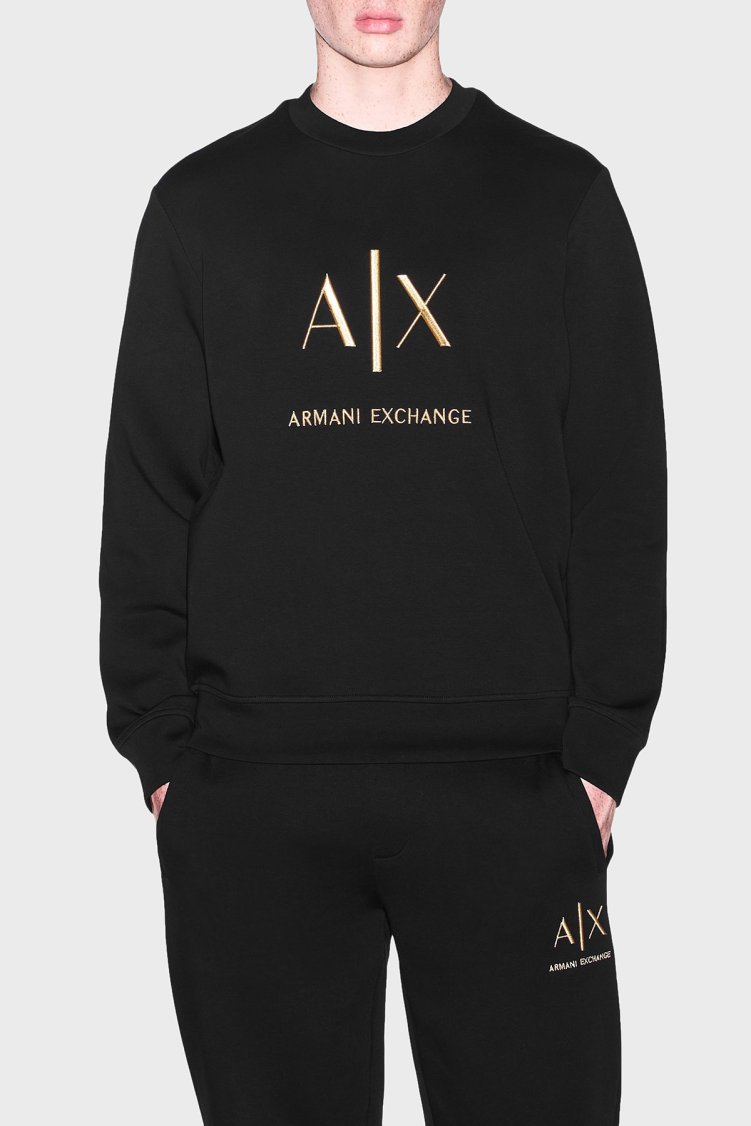 Armani Exchange Logolu Pamuklu Regular Fit Bisiklet Yaka Erkek Sweat XM003551 AF20150 UC001 Siyah - Armani Exchange
