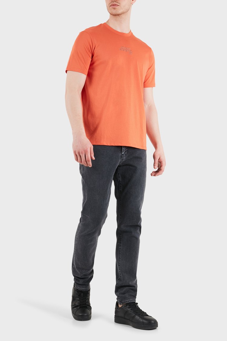 Armani Exchange Logolu Pamuklu Regular Fit Bisiklet Yaka Erkek T Shirt XM001784 AF10356 U3040 TURUNCU - Armani Exchange (1)