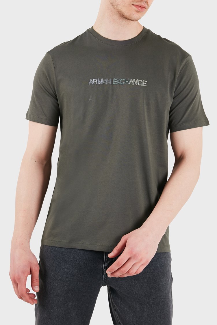 Armani Exchange Logolu Pamuklu Regular Fit Bisiklet Yaka Erkek T Shirt XM002785 AF10358 U8144 HAKİ - Armani Exchange