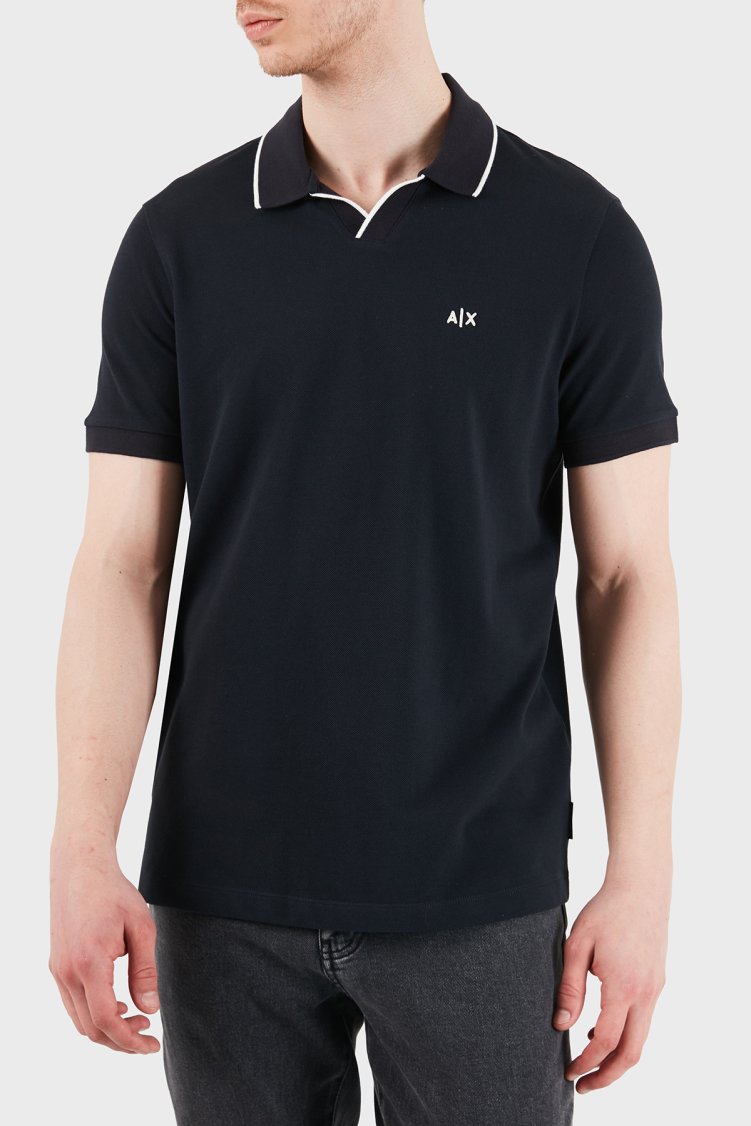 Armani Exchange Logolu Pamuklu Regular Fit Erkek Polo XM002401 AF10366 UB101 LACİVERT - Armani Exchange