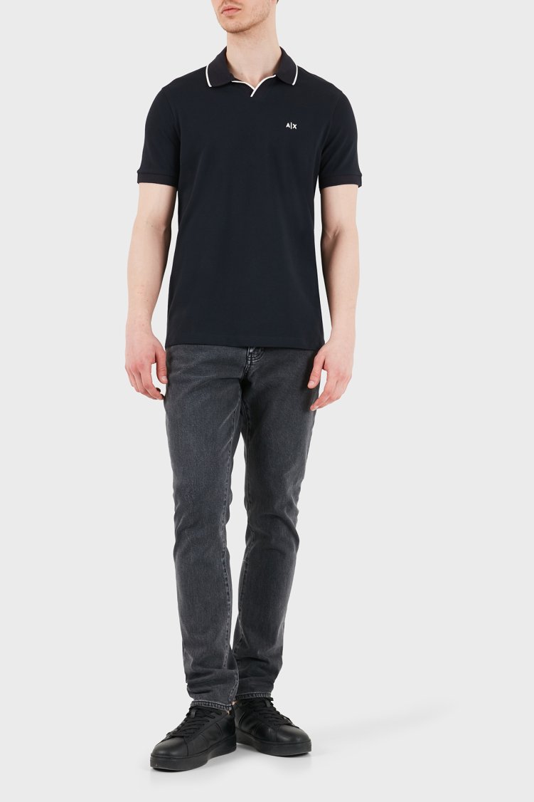 Armani Exchange Logolu Pamuklu Regular Fit Erkek Polo XM002401 AF10366 UB101 LACİVERT - Armani Exchange (1)