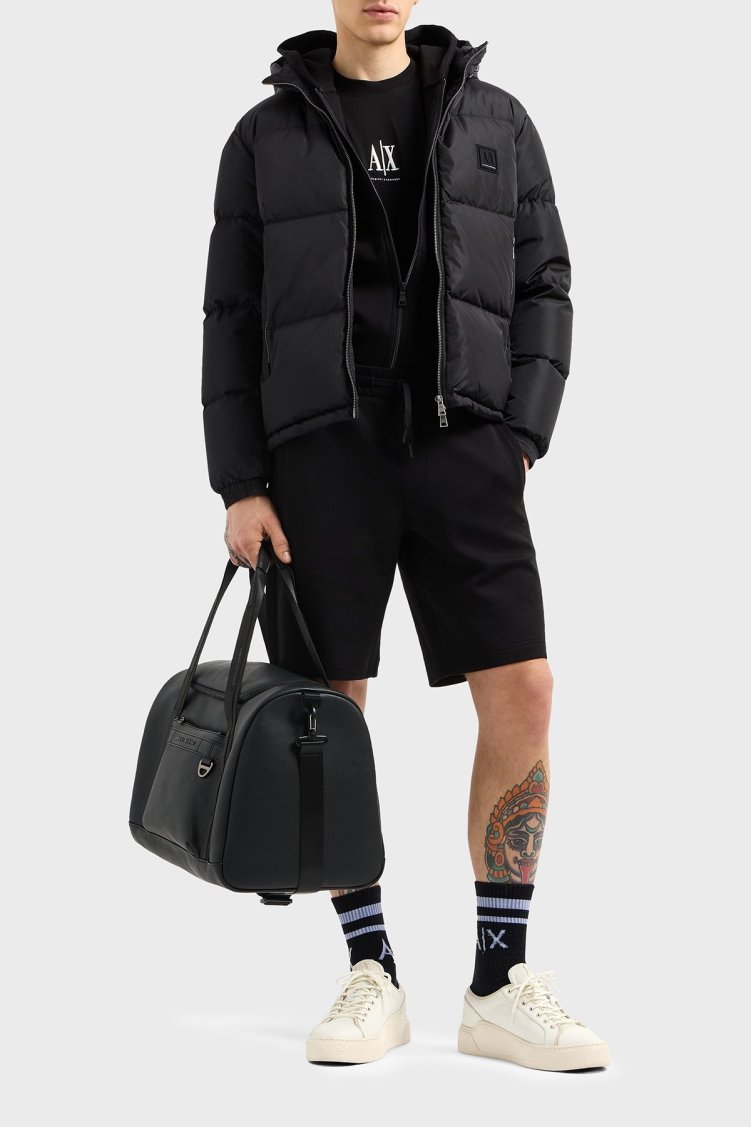 Armani Exchange Logolu Pamuklu Regular Fit Kapüşonlu Erkek Sweat XM000371 AF10818 UC001 SİYAH - Armani Exchange (1)