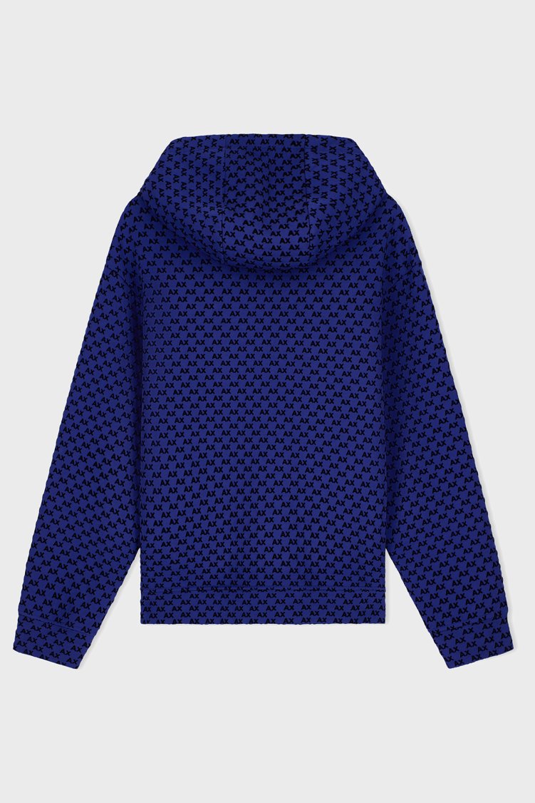Armani Exchange Logolu Pamuklu Regular Fit Kapüşonlu Erkek Sweat XM002903 AF10818 MB036 Mavi-siyah - Armani Exchange (1)