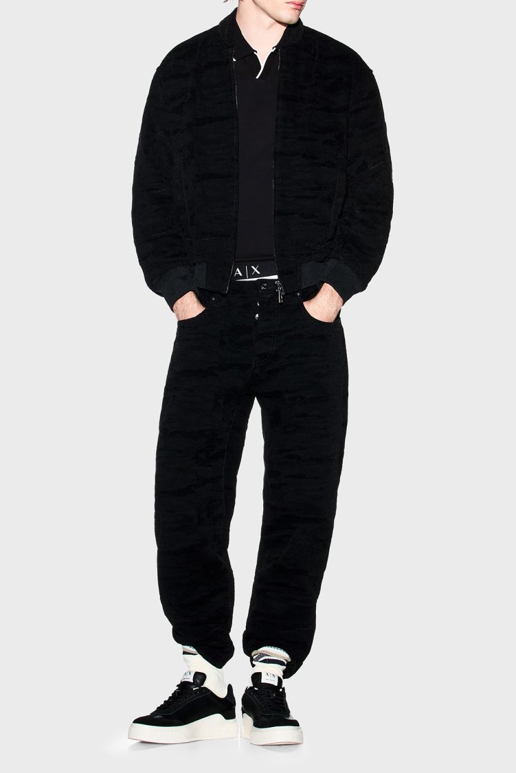 Armani Exchange Logolu Pamuklu Regular Fit Şerit Detaylı Erkek Polo XM002401 AF10366 UC001 SİYAH - Armani Exchange (1)