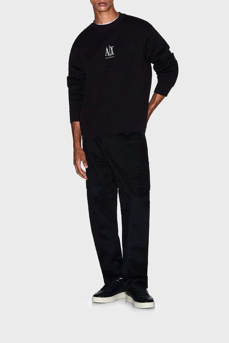 Armani Exchange Logolu Pamuklu Relaxed Fit Bisiklet Yaka Erkek Sweat XM000368 AF10818 UC001 Siyah - Armani Exchange (1)