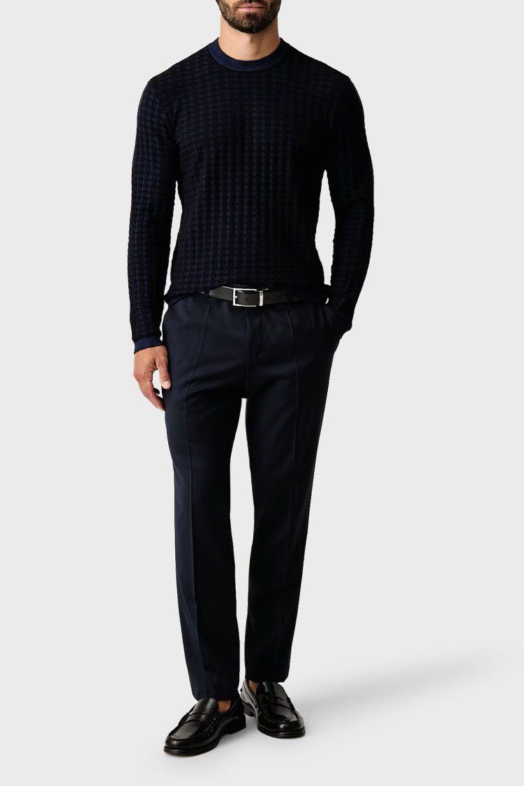 Armani Exchange Logolu Regular Fit Bisiklet Yaka Erkek Kazak XM003012 AF26379 FB537 Lacivert - Armani Exchange (1)