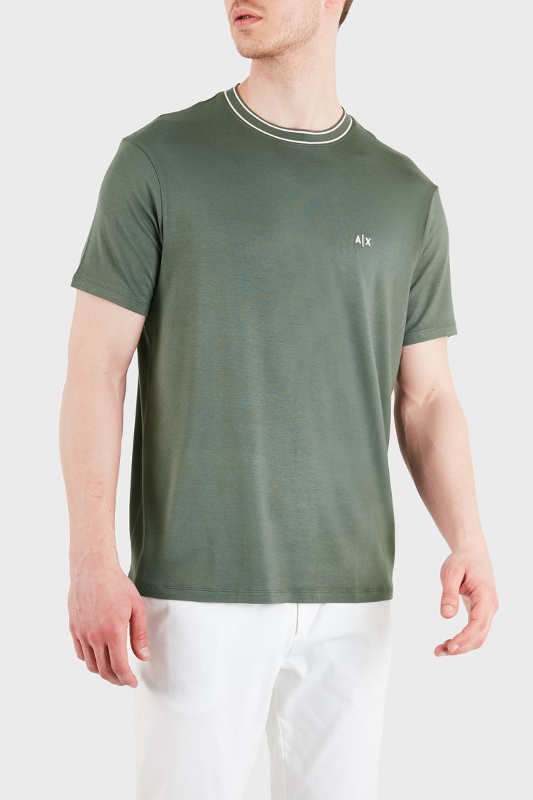Armani Exchange Logolu Regular Fit Bisiklet Yaka Erkek T Shirt XM002484 AF21936 U8144 HAKİ - Armani Exchange