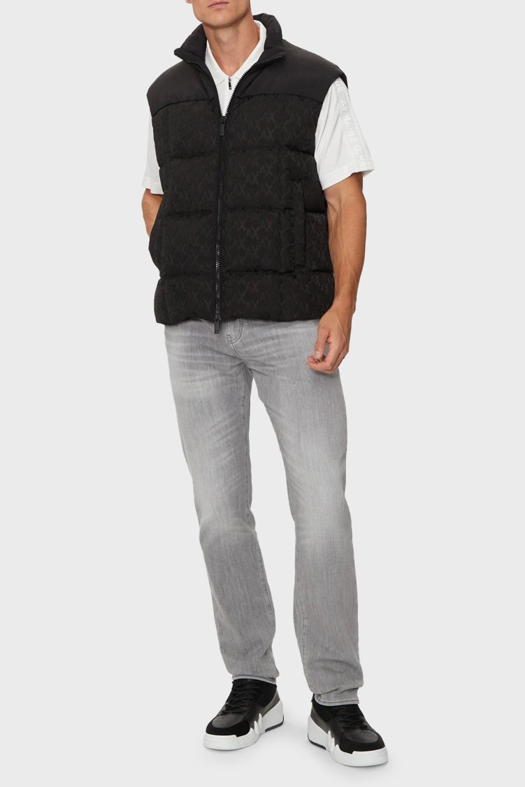 Armani Exchange Logolu Regular Fit Dik Yaka Fermuarlı Erkek Yelek 6DZQL1 ZN5GZ 1200 SİYAH - Armani Exchange (1)