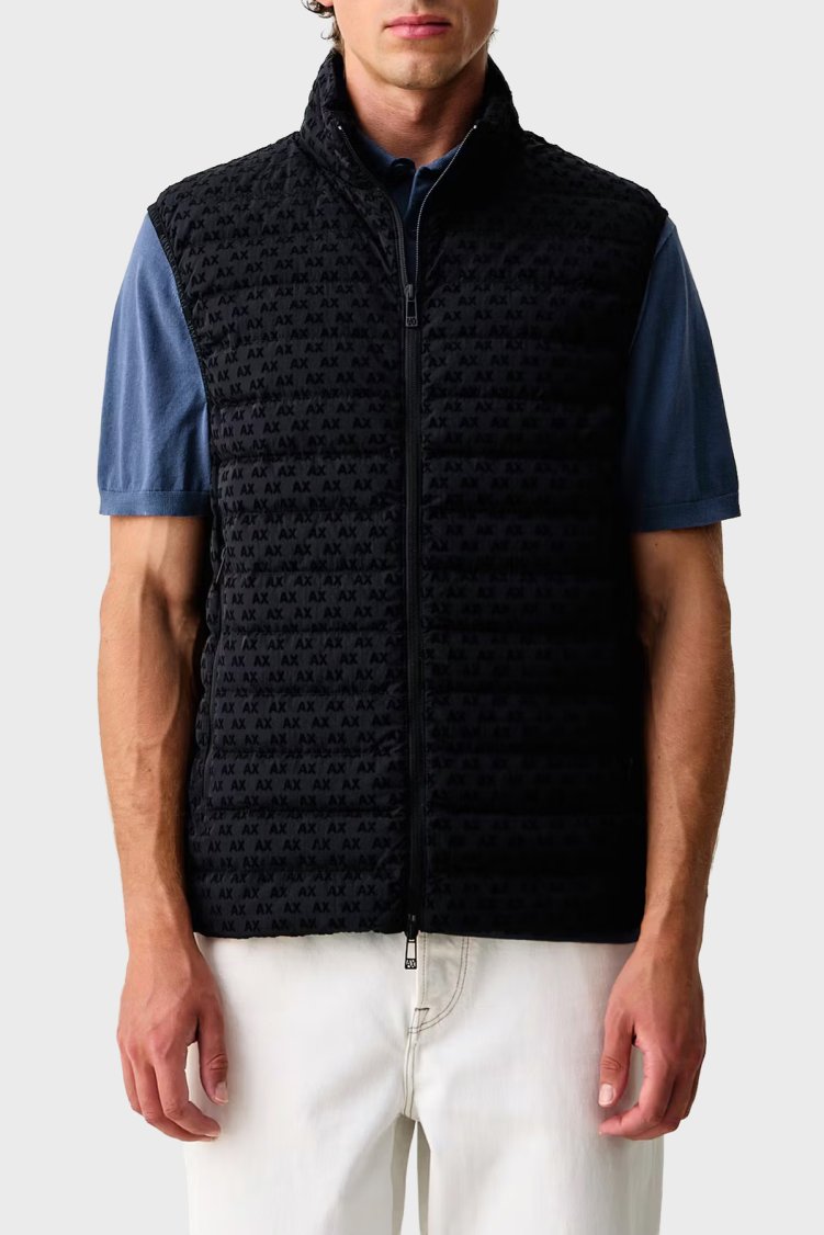 Armani Exchange Logolu Regular Fit Dik Yaka Fermuarlı Erkek Yelek XM003511 AF19870 UB101 Lacivert - Armani Exchange
