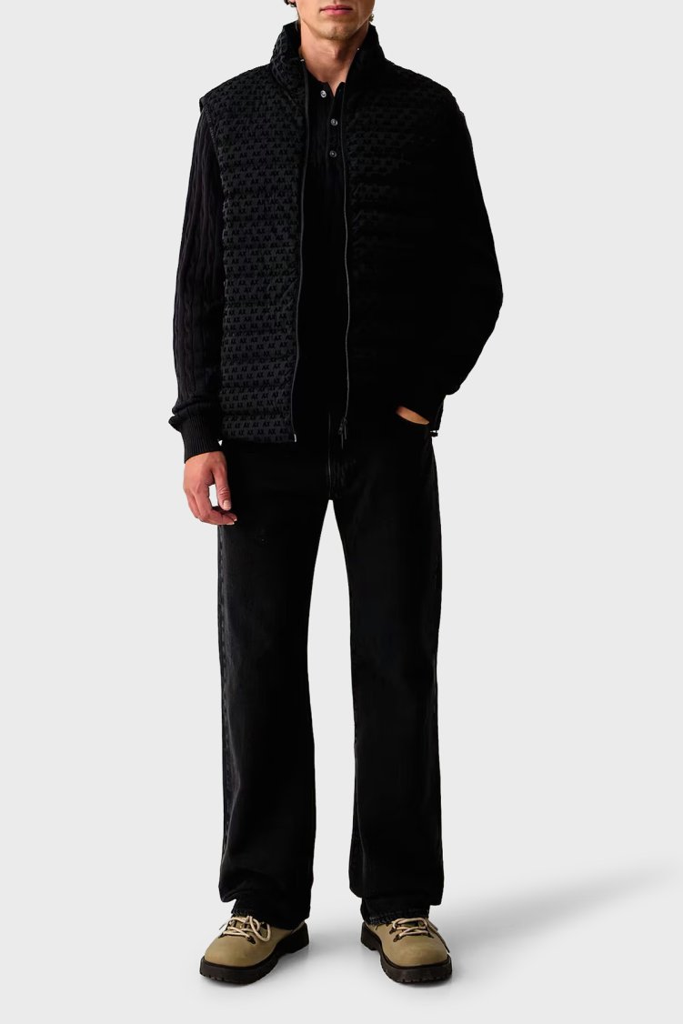 Armani Exchange Logolu Regular Fit Dik Yaka Fermuarlı Erkek Yelek XM003511 AF19870 UC001 Siyah - Armani Exchange (1)